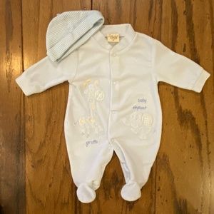 Newborn Sweet Footed PJ With Matching Hat